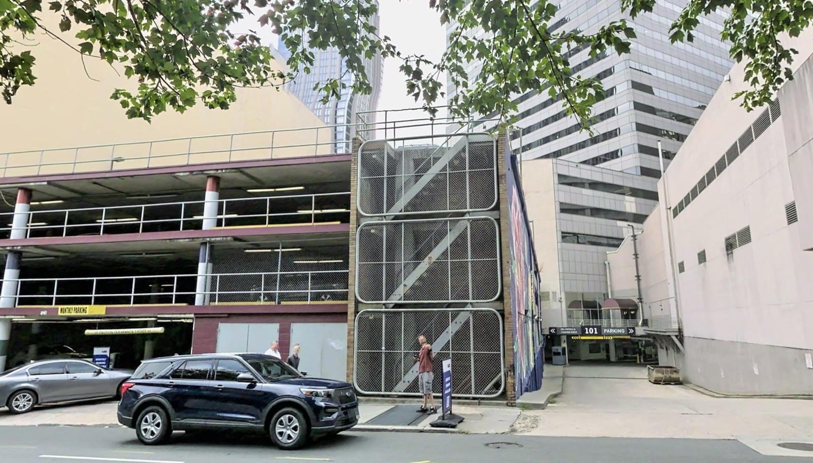 Parking garage near the Bail Baddies office
